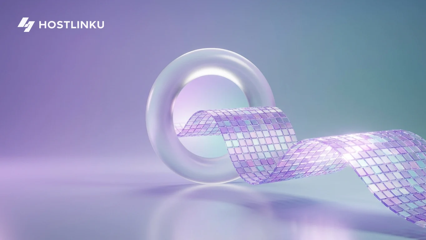 Ilustrasi 3D pita kepingan kaca yang mengalir keluar dari portal cincin bercahaya